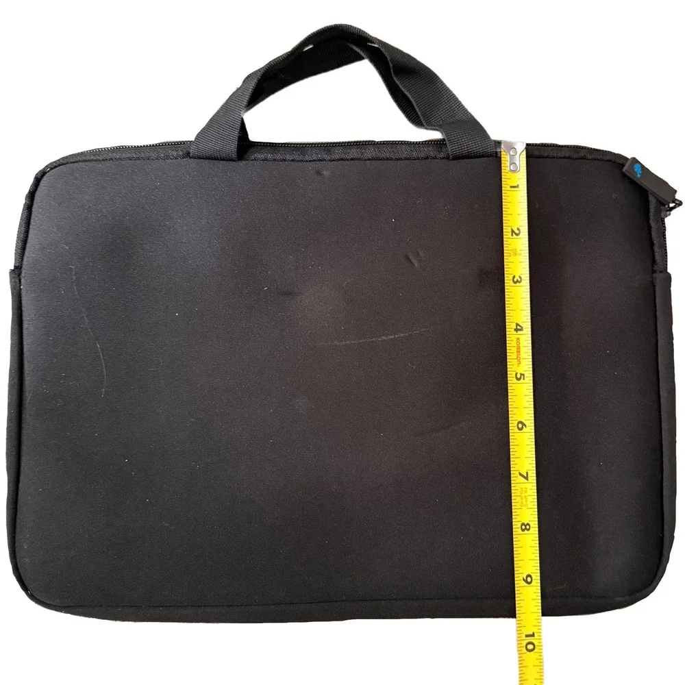 Black Neoprene Laptop Sleeve Case Bag‎ with Handles and Zipper